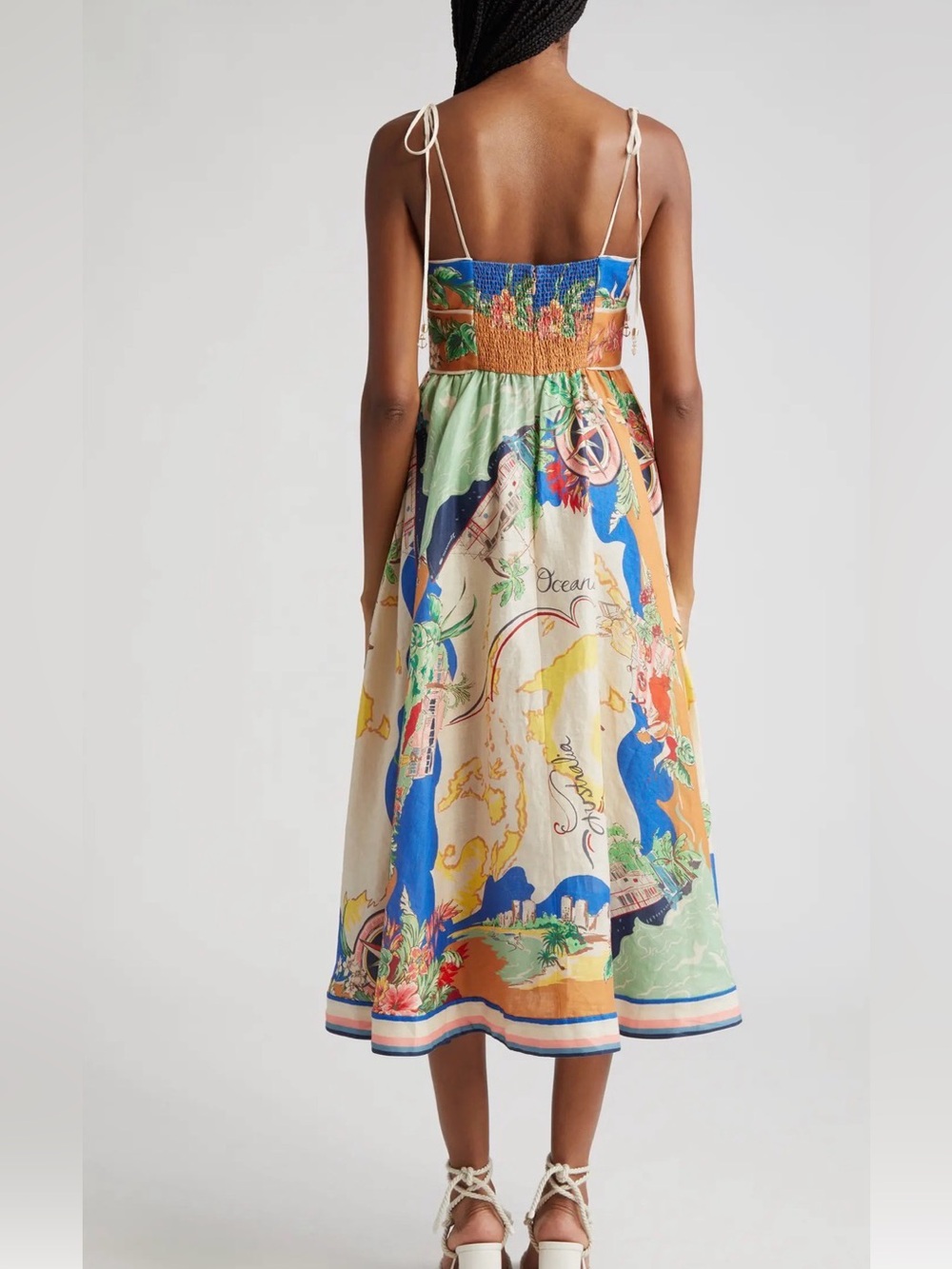 [White Lotus] NWOT
ZIMMERMANN Alight Picnic Linen Midi Dress Nautical Map AU3 L - Picture 2 of 14